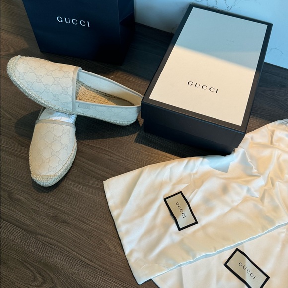 Brand New Gucci GG Canvas Leather Mystic White Espadrilles 39 - Picture 9 of 12